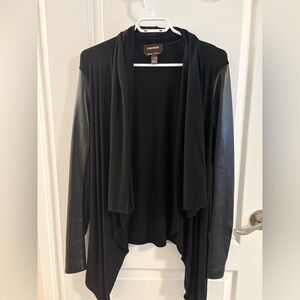 Danier Black Draped Sweater with Leather Sleeves
